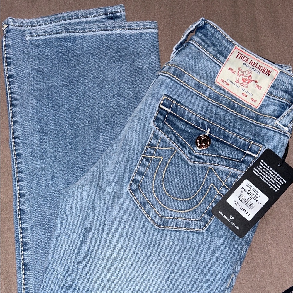 True Religion Women's Light Blue Straight Leg Jeans